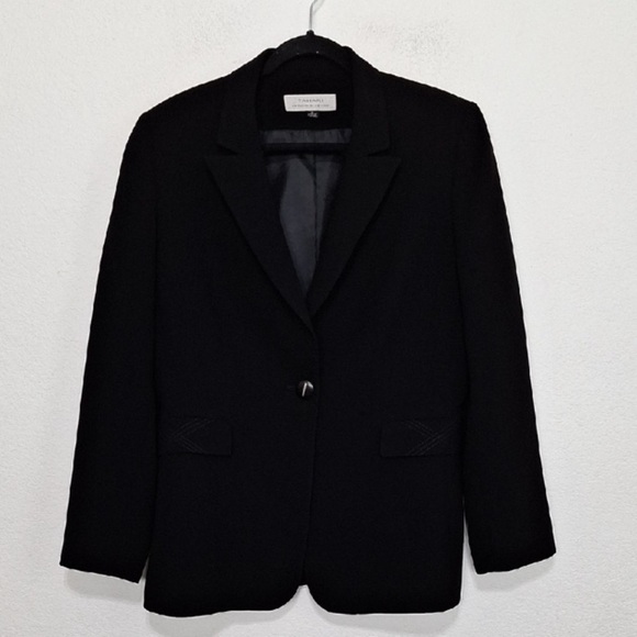 Tahari Vintage Quiet Luxury Black Classic Padded Shoulder Tailored Blazer Sz. 12 - Picture 1 of 11
